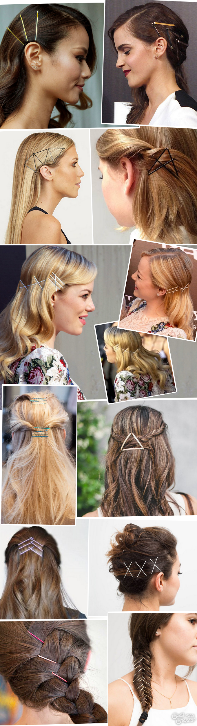 Bobby pins | Bobby pin hairstyle | Penteados com grampos | Grampos | Cabelo | Hair | Hairdo | https://cademeuchapeu.com