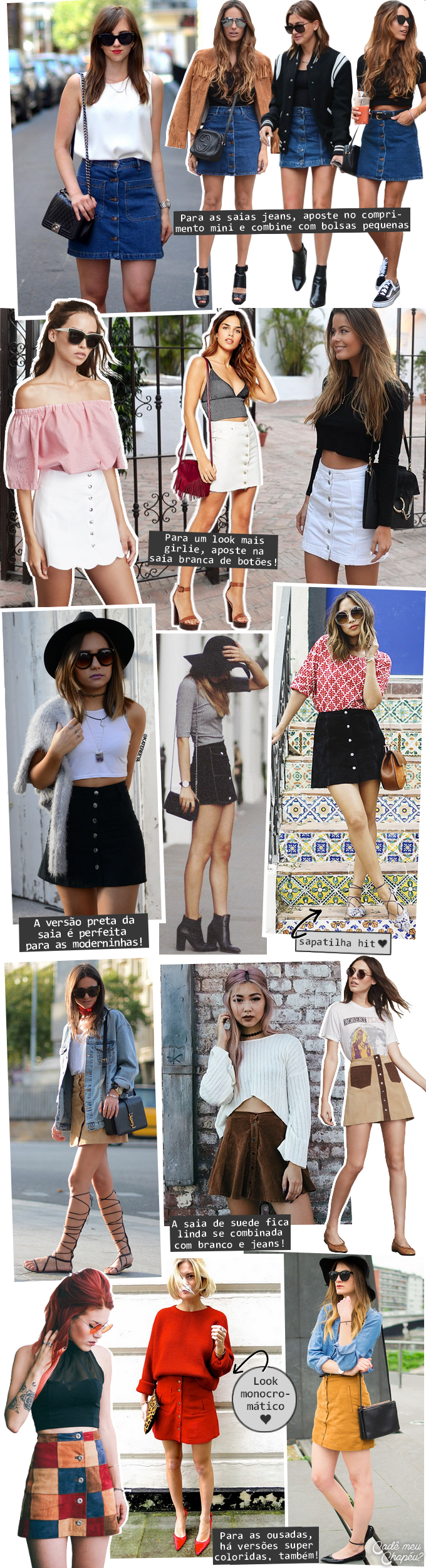 Button skirt | Button down skirt | Saia de botões | Suede skirt | https://cademeuchapeu.com